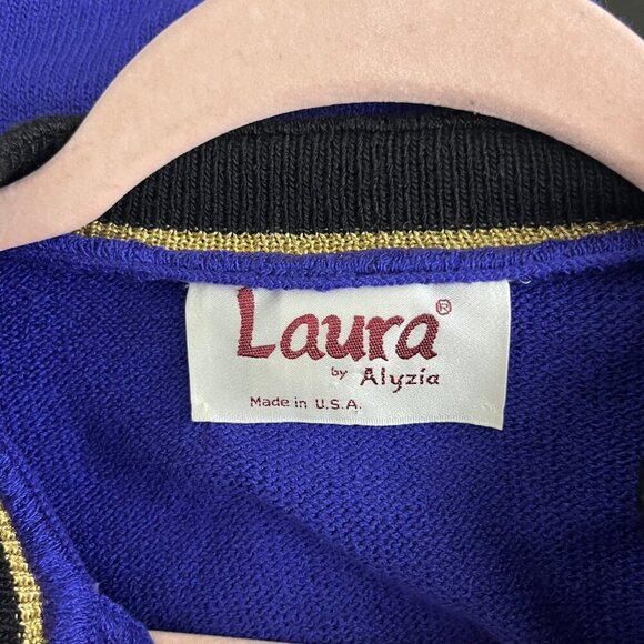 2/$30 Laura by Alyzia Nautical Zip-up Cardigan Sweater Blue Black 12 #8884 - Picture 4 of 7